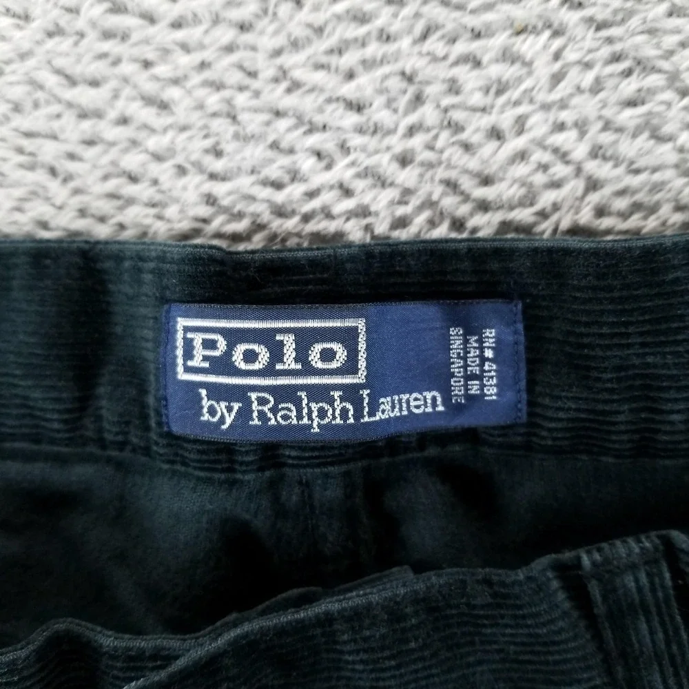 Polo Ralph Lauren Jeans Mens 36x32 Green‎ Classic Straight Corduroy Dark Wash